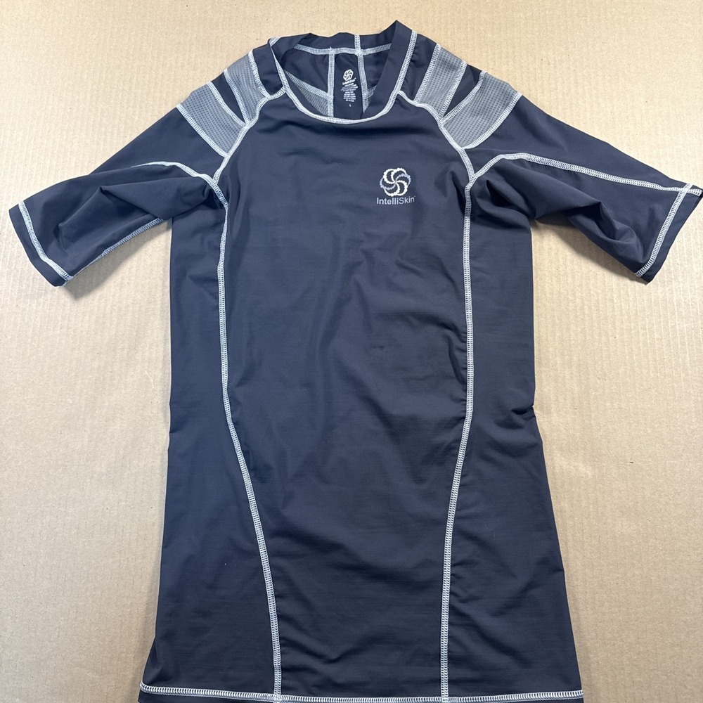 IntelliSkin Shirt Mens Large‎ Gray Compression Short Sleeve Posture Shirt